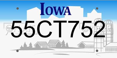 55CT752 Iowa License Plate
