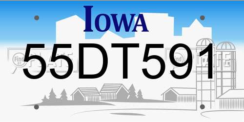 55DT591 Iowa License Plate