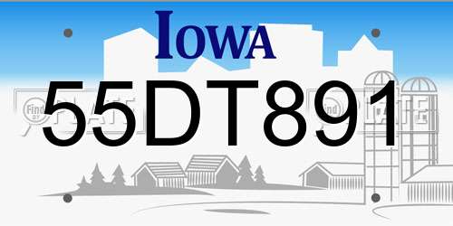 55DT891 Iowa License Plate