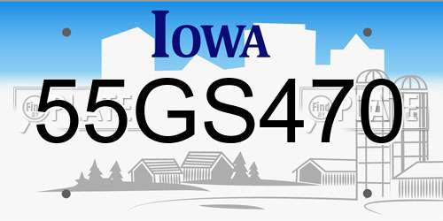 55GS470 Iowa License Plate