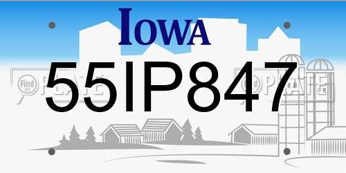 55IP847 Iowa License Plate