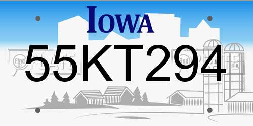 55KT294 Iowa License Plate