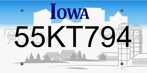 55KT794 Iowa License Plate