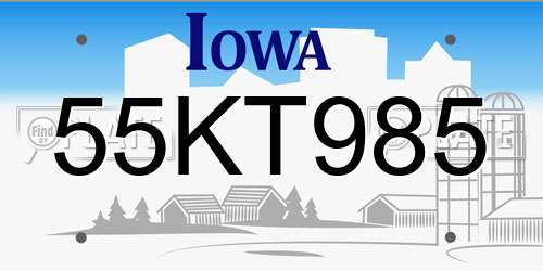 55KT985 Iowa License Plate