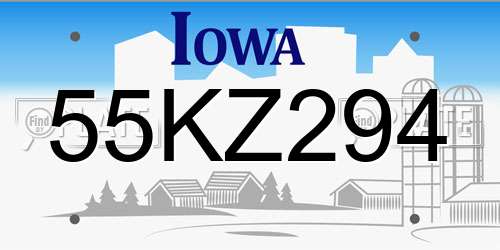 55KZ294 Iowa License Plate