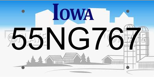 55NG767 Iowa License Plate