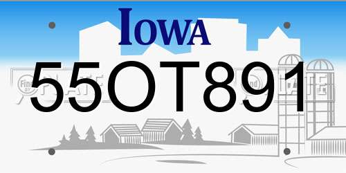 55OT891 Iowa License Plate