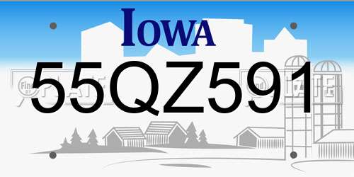 55QZ591 Iowa License Plate