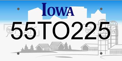 55TO225 Iowa License Plate