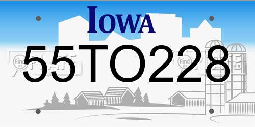 55TO228 Iowa License Plate