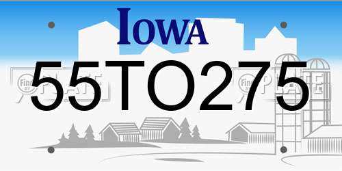 55TO275 Iowa License Plate