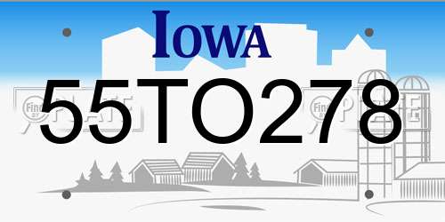 55TO278 Iowa License Plate