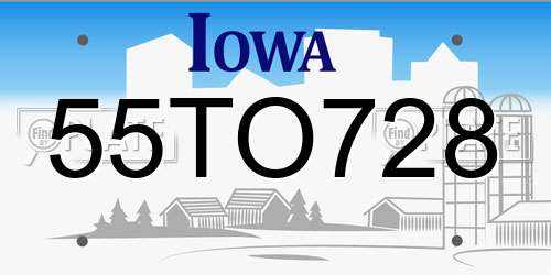 55TO728 Iowa License Plate