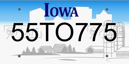 55TO775 Iowa License Plate