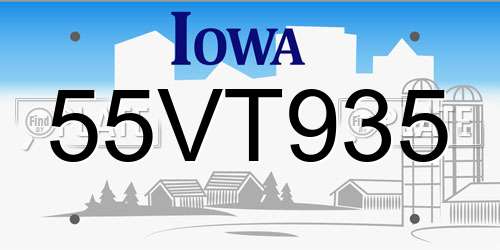55VT935 Iowa License Plate