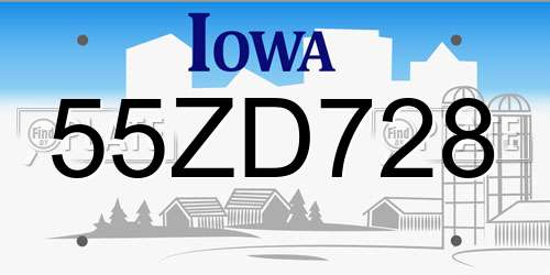 55ZD728 Iowa License Plate
