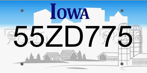 55ZD775 Iowa License Plate