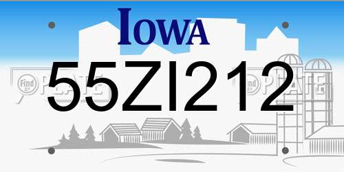 55ZI212 Iowa License Plate