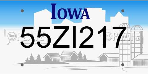 55ZI217 Iowa License Plate