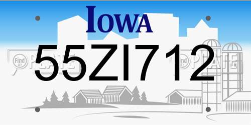 55ZI712 Iowa License Plate