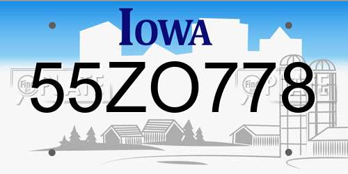 55ZO778 Iowa License Plate