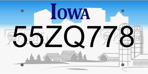 55ZQ778 Iowa License Plate