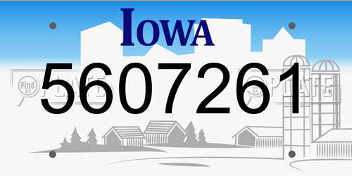 5607261 Iowa License Plate