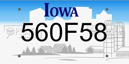 560F58 Iowa License Plate