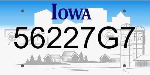 56227G7 Iowa License Plate