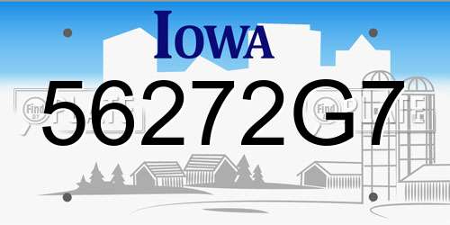 56272G7 Iowa License Plate