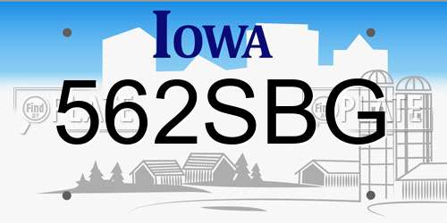 562SBG Iowa License Plate