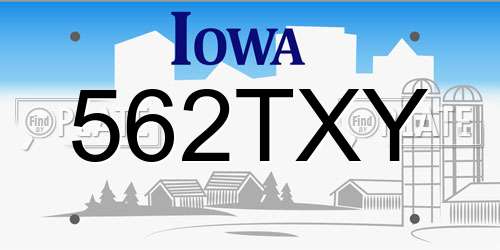 562TXY Iowa License Plate