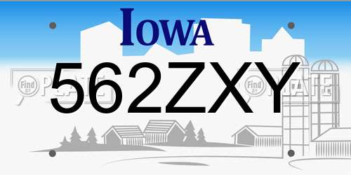 562ZXY Iowa License Plate