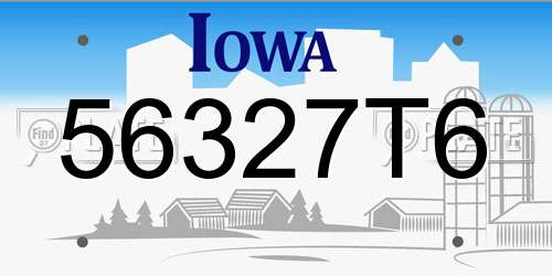 56327T6 Iowa License Plate