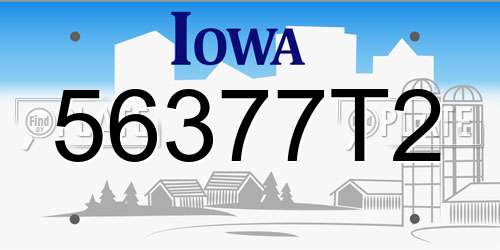 56377T2 Iowa License Plate
