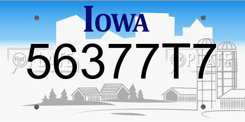 56377T7 Iowa License Plate