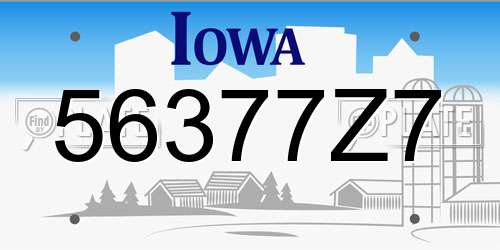 56377Z7 Iowa License Plate