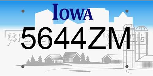 5644ZM Iowa License Plate