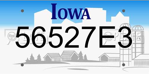 56527E3 Iowa License Plate
