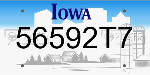 56592T7 Iowa License Plate