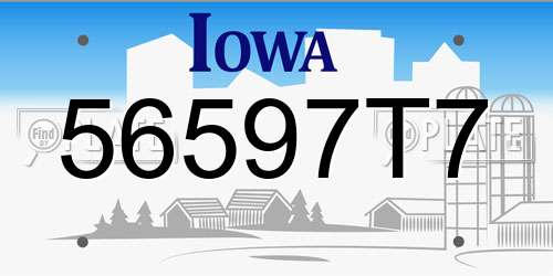 56597T7 Iowa License Plate