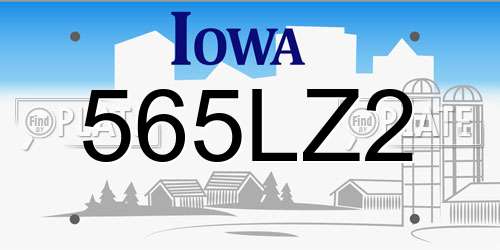 565LZ2 Iowa License Plate