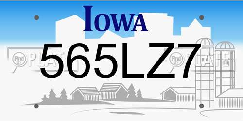 565LZ7 Iowa License Plate