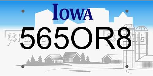 565OR8 Iowa License Plate
