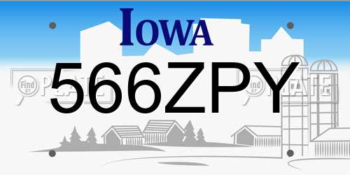 566ZPY Iowa License Plate