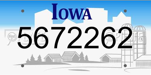 5672262 Iowa License Plate
