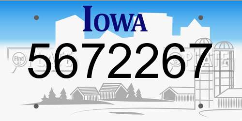 5672267 Iowa License Plate