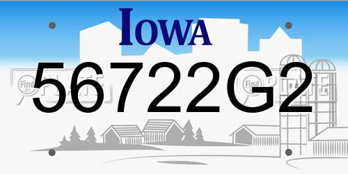 56722G2 Iowa License Plate