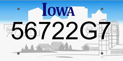 56722G7 Iowa License Plate