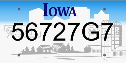 56727G7 Iowa License Plate